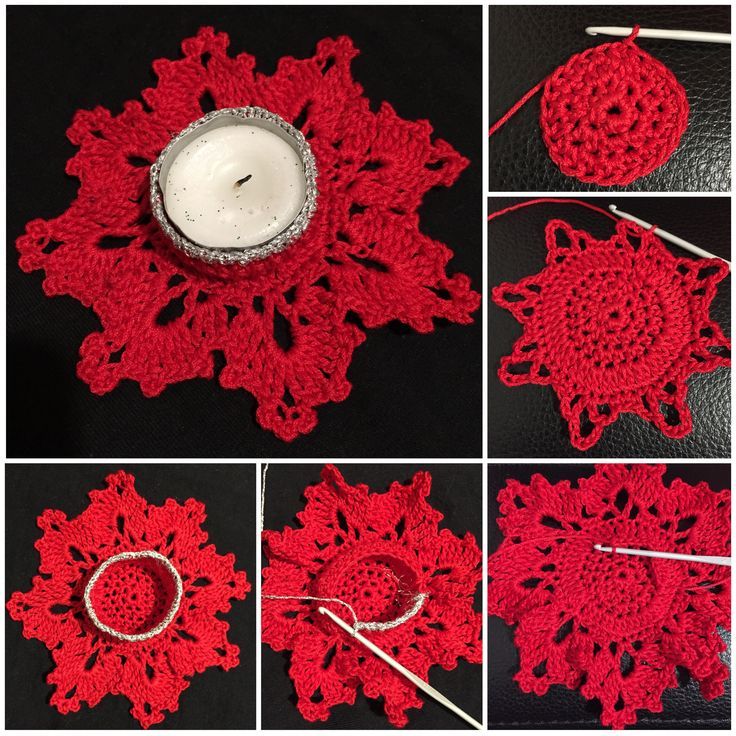 etoile de noel avec bougeoir en crochet 6