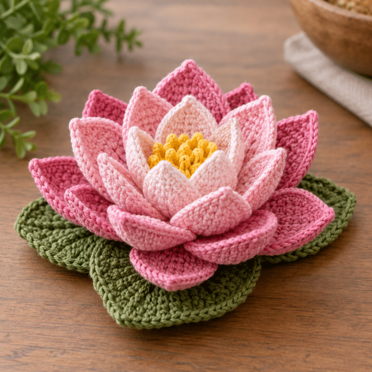 fleur de lotus au crochet 3