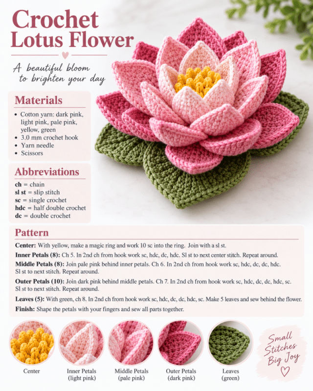 fleur de lotus au crochet 4