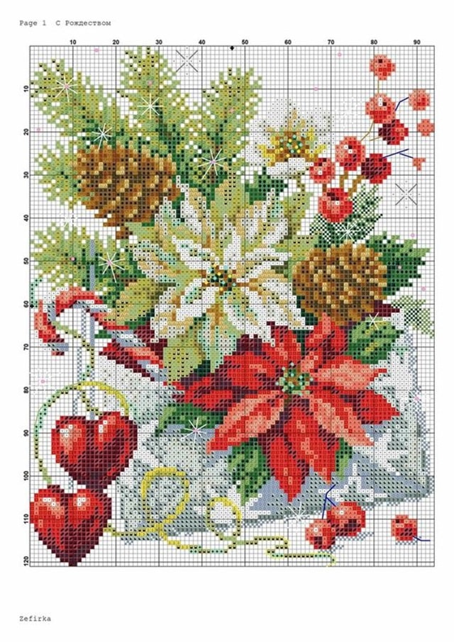 fleur de noel au point de croix 1