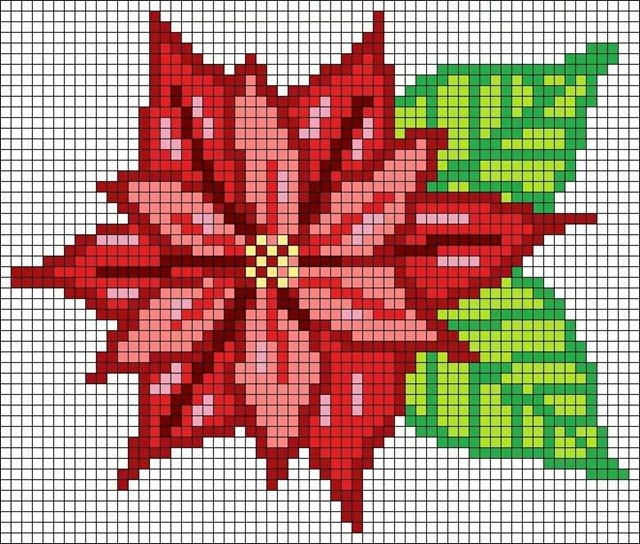 fleur de noel au point de croix 3