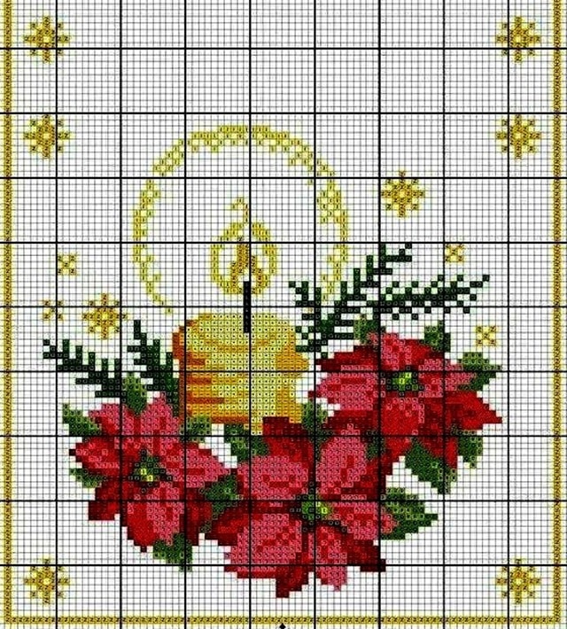 fleur de noel au point de croix 4
