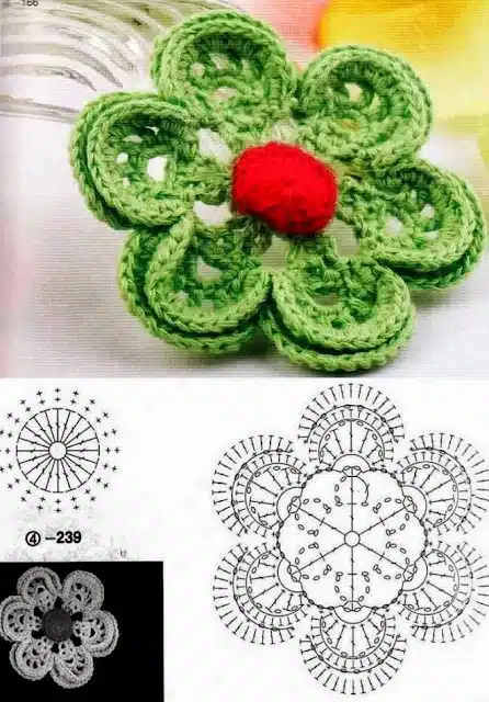 fleurs au crochet avec des diagrammes 3