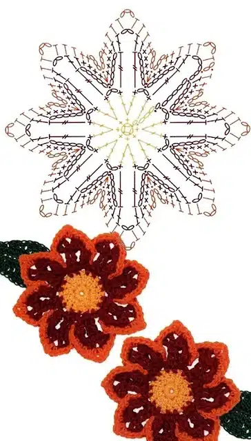 fleurs au crochet avec des diagrammes 4