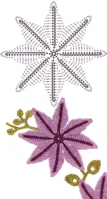 fleurs au crochet avec des diagrammes 5