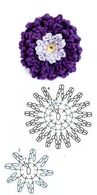 fleurs au crochet avec des diagrammes 6