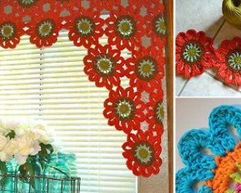 Modèle rideau au crochet : Flower Power Valance