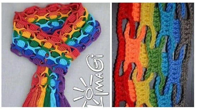 foulard colore facile au crochet