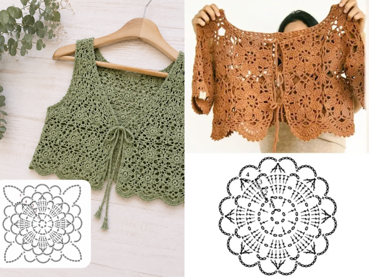 gilets courts au crochet 1