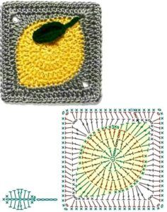 graphiques carres au crochet avec des fruits 2