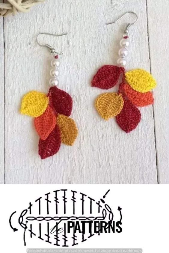 graphiques de boucles oreilles automne au crochet