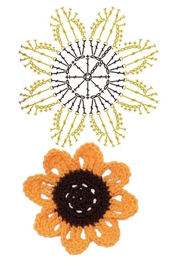graphismes de boucles oreilles au crochet avec des fleurs 5