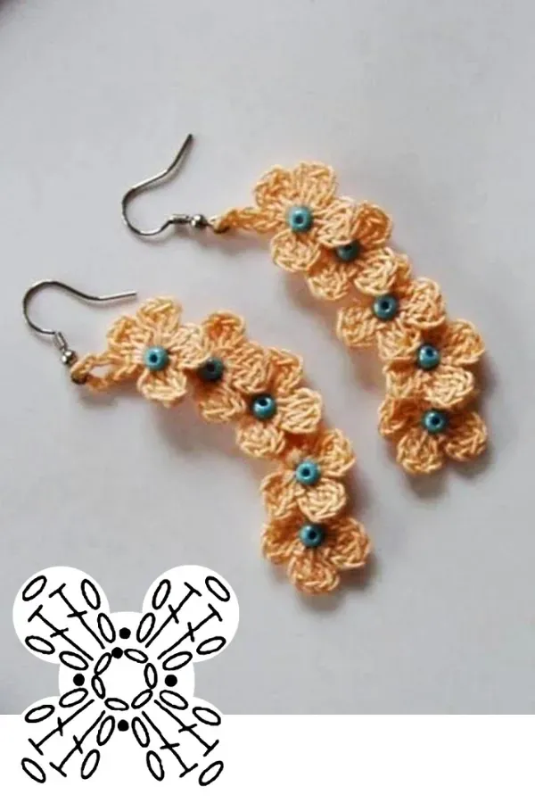 graphismes de boucles oreilles au crochet avec des fleurs 7