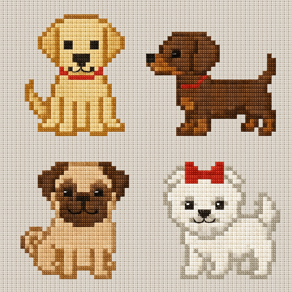 grilles de point de croix chiens