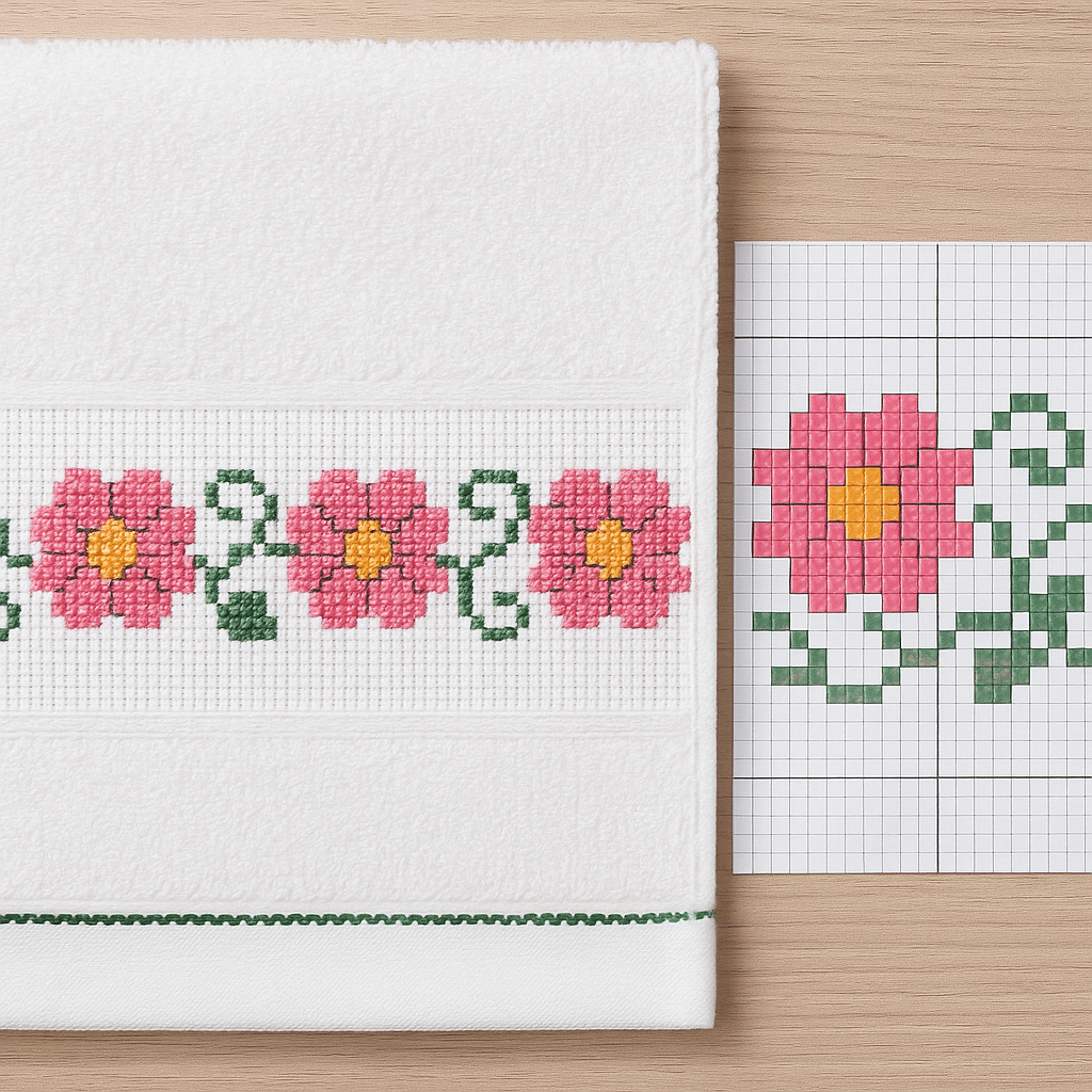 grilles de point de croix pour serviettes 6