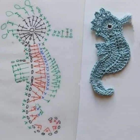 grilles hippocampes au crochet