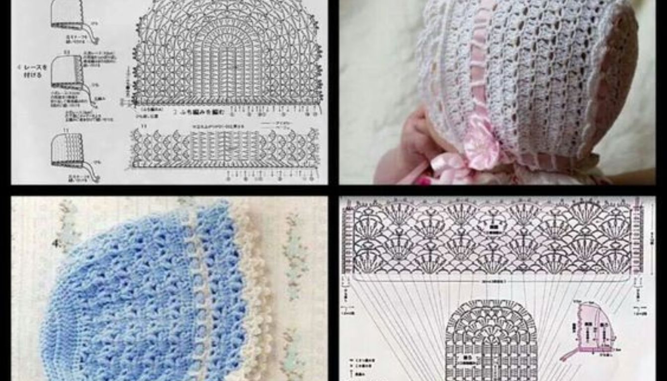 handmade vintage crochet baby bonnet