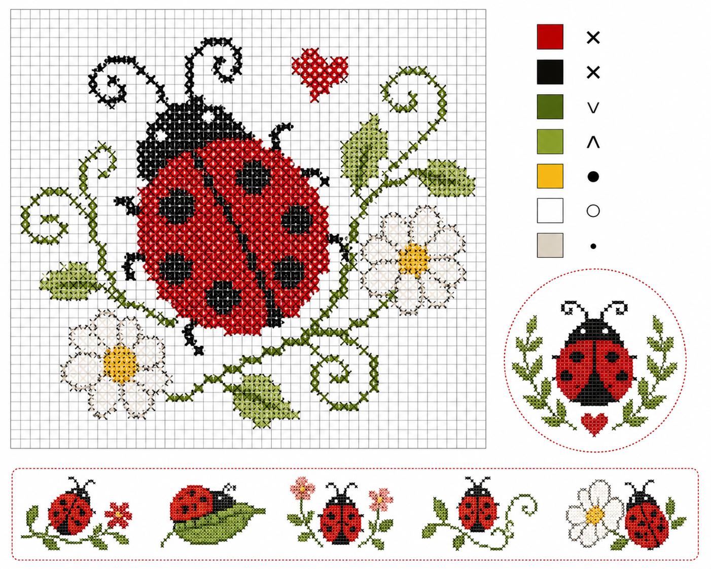 idees creatives de point de croix coccinelle 3