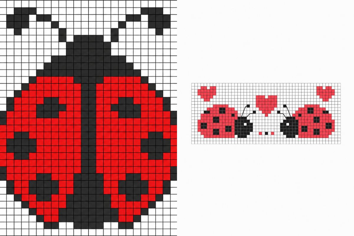 idees creatives de point de croix coccinelle