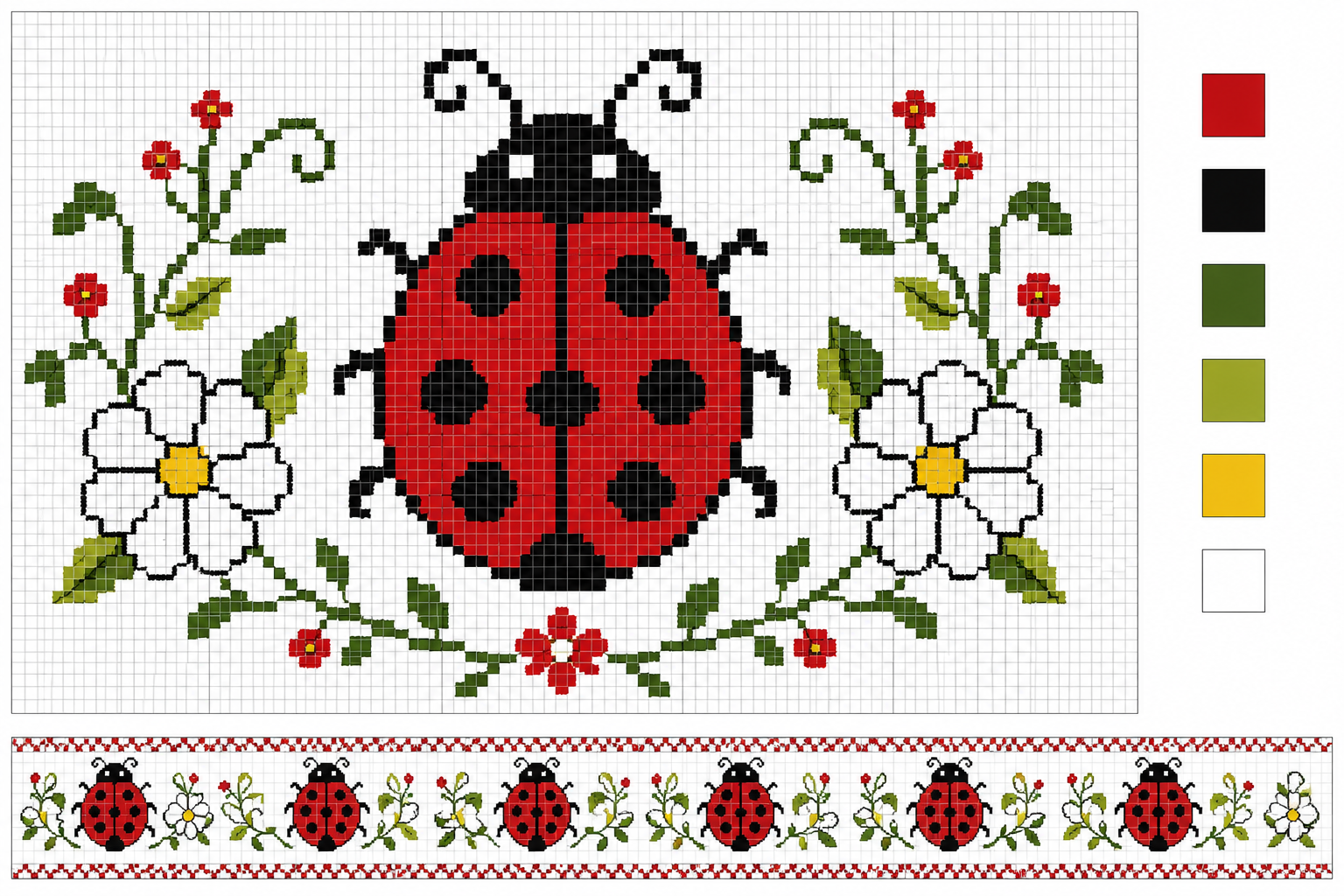 idees creatives de point de croix coccinelle