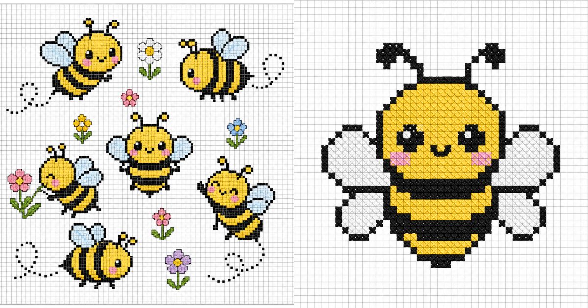idees creatives de point de croix sur le theme des abeilles