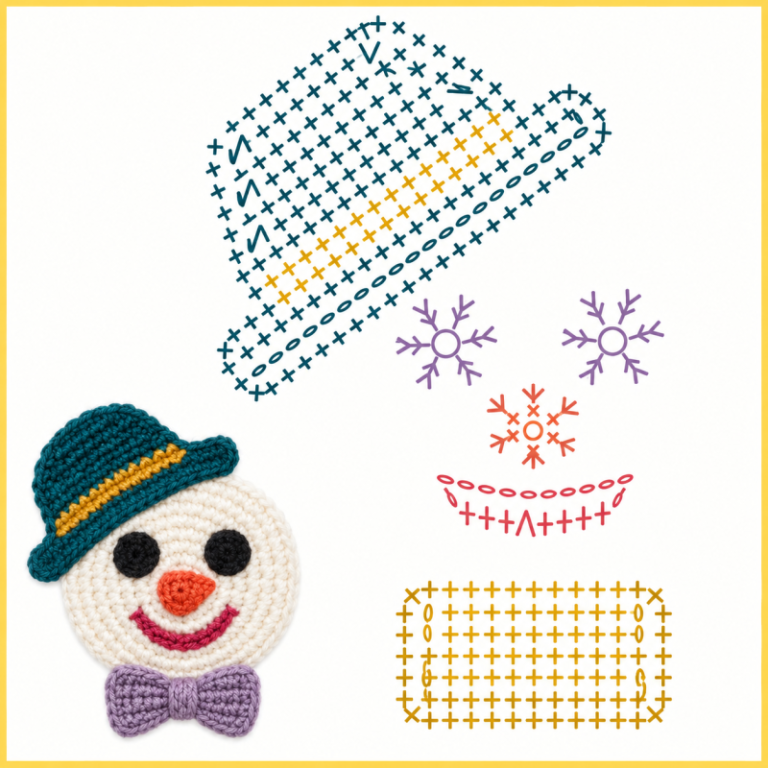 idees dappliques bonhomme de neige au crochet 1
