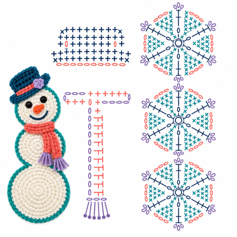 idees dappliques bonhomme de neige au crochet 2