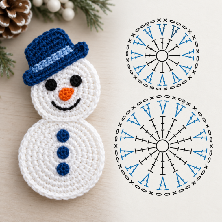idees dappliques bonhomme de neige au crochet 3