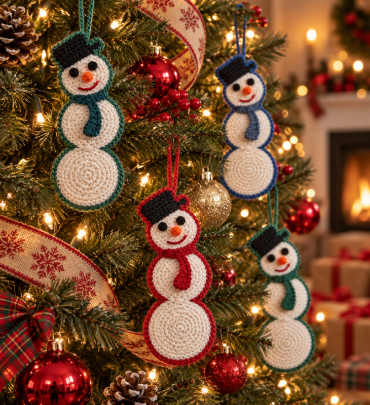 idees dappliques bonhomme de neige au crochet 5