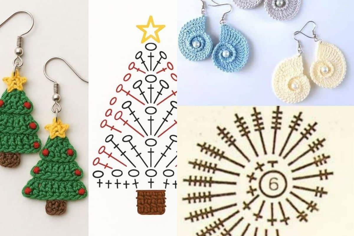 idees de boucles doreilles au crochet pour des cadeaux de noel 1