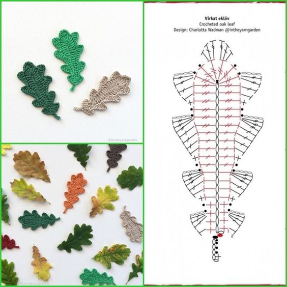 idees de glands au crochet sur une feuille 9