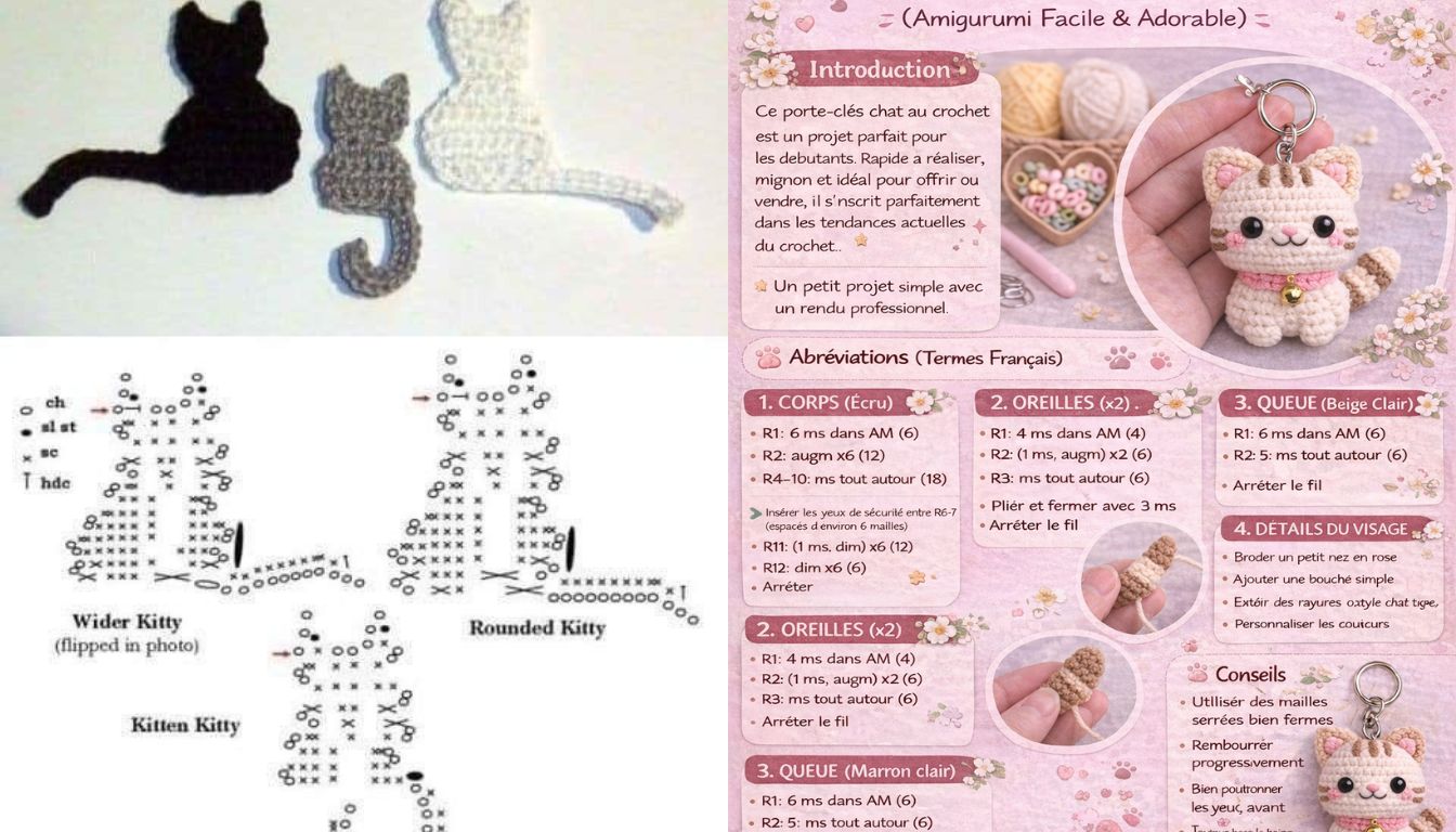 idees de porte cles chatons au crochet 6