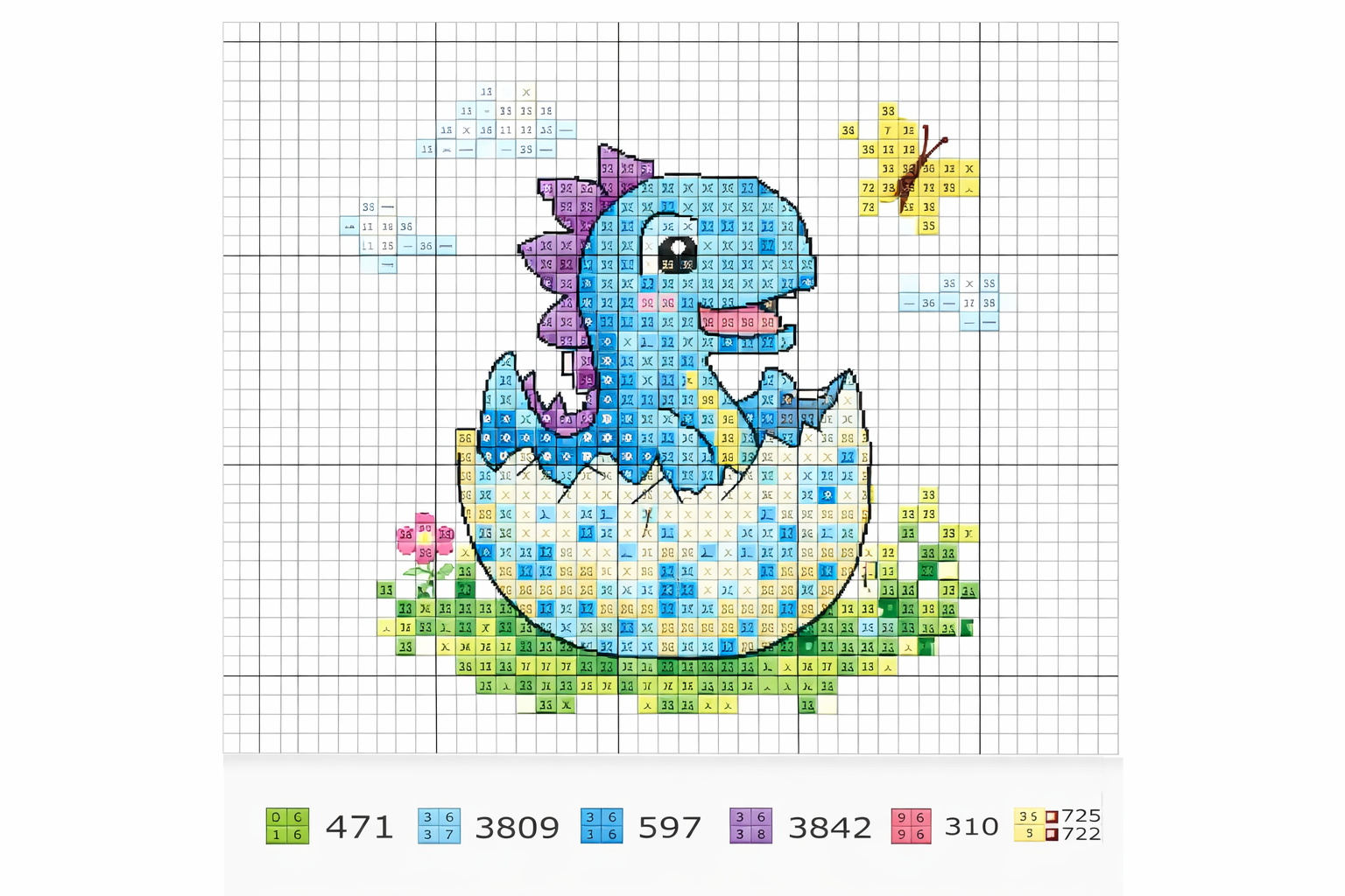 idees point de croix dinosaure 1