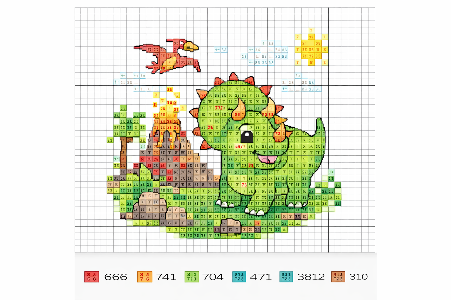 idees point de croix dinosaure