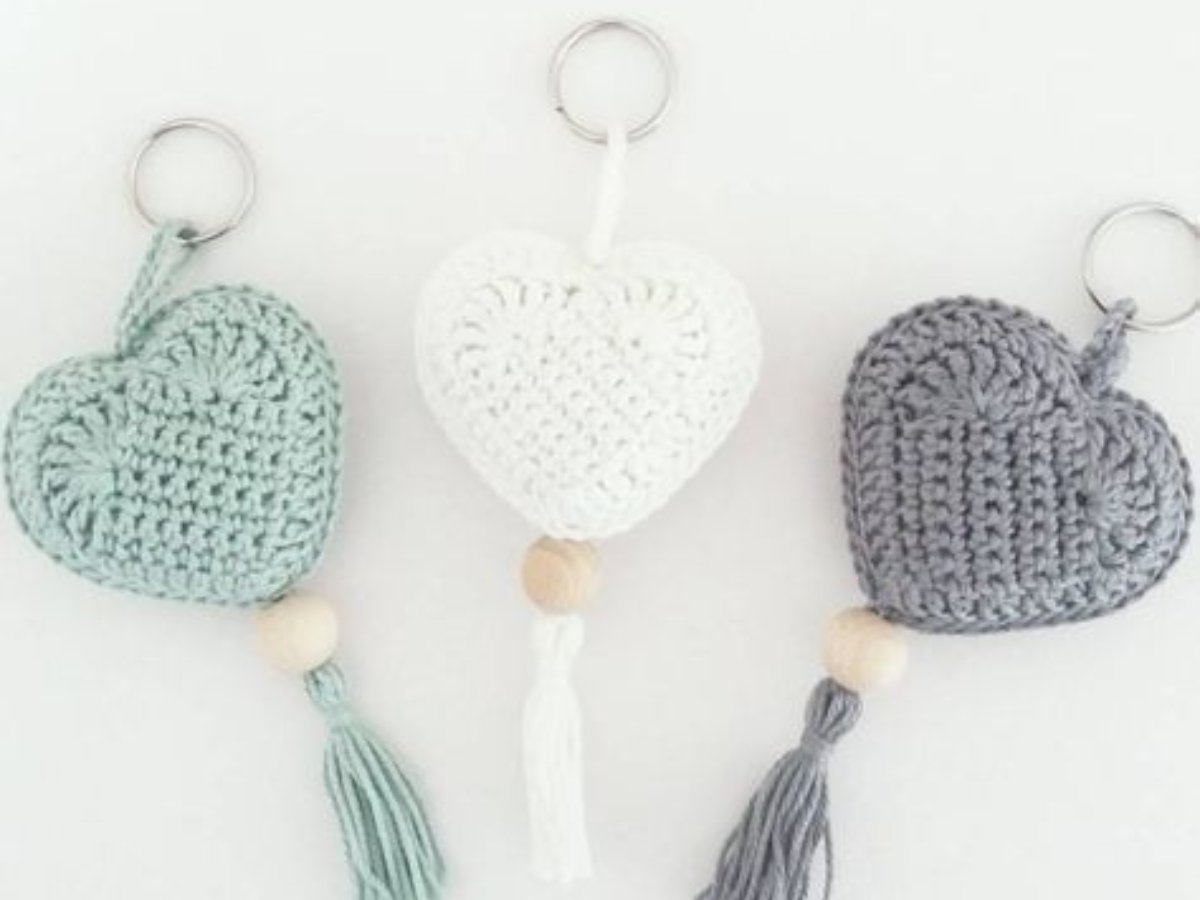 Idées inspirantes de porte-clés en forme de cœur au crochet