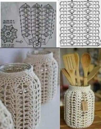 idees pour decorer des pots au crochet 2