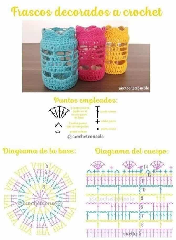 idees pour decorer des pots au crochet 9