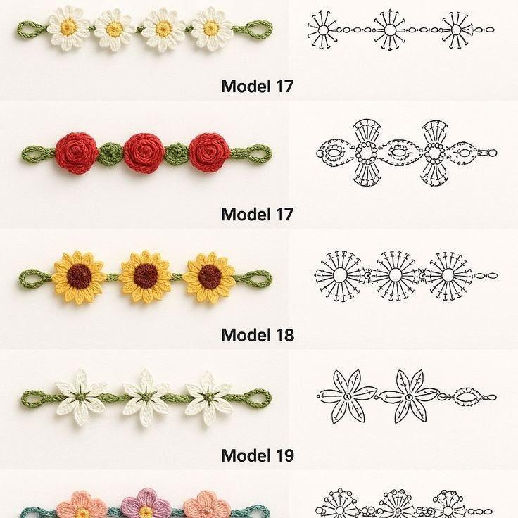 magnifique bracelet a mini fleurs au crochet 6