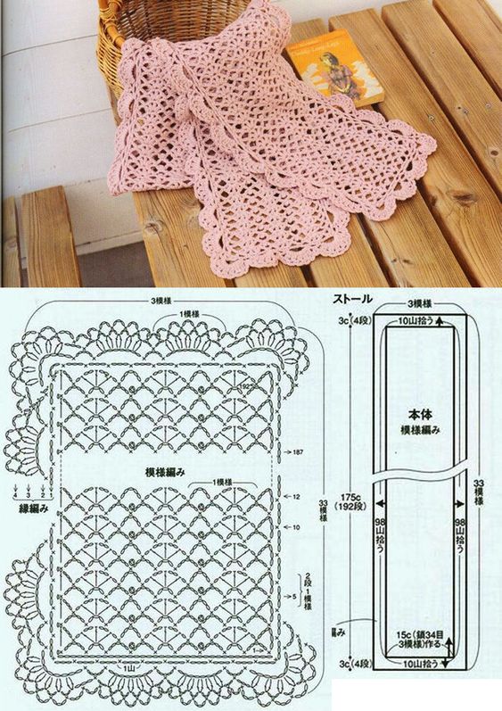 magnifiques grilles echarpes au crochet 7