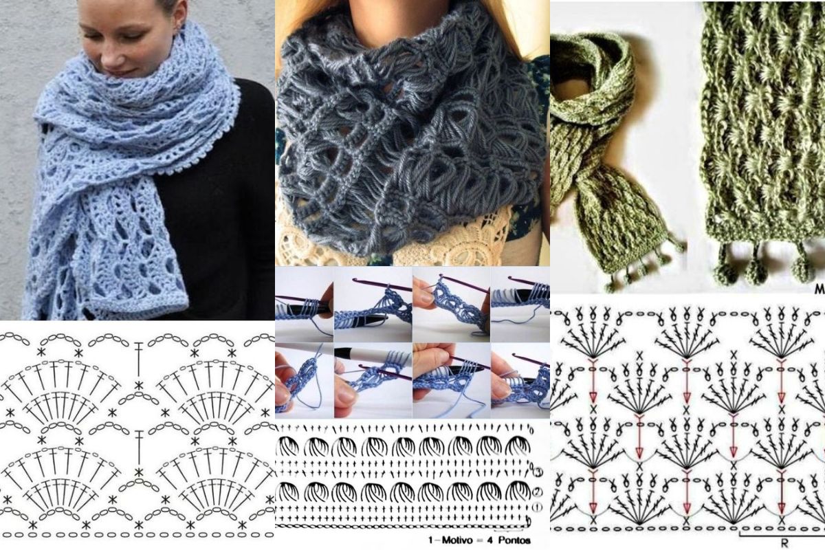 magnifiques grilles echarpes au crochet 8