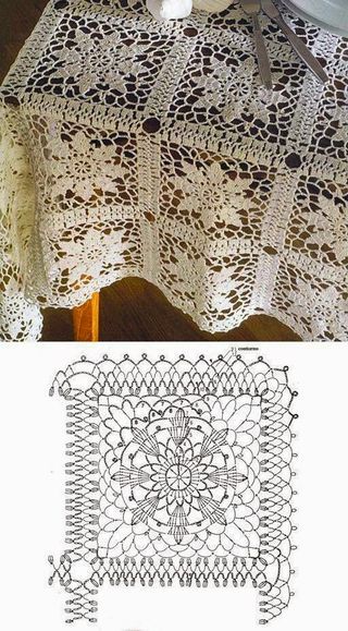 magnifiques nappes a crochet carreaux 1