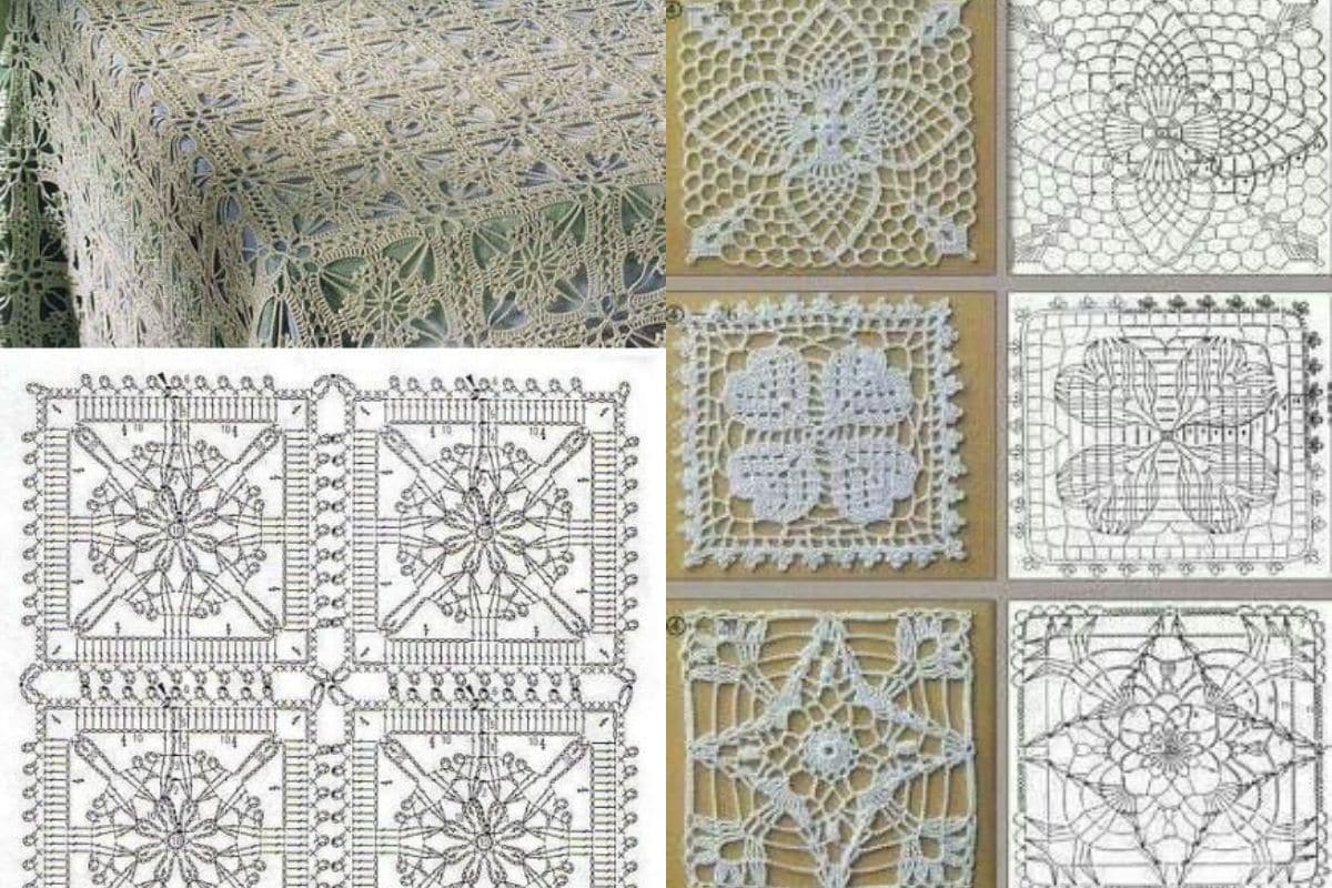 magnifiques nappes a crochet carreaux 2 1