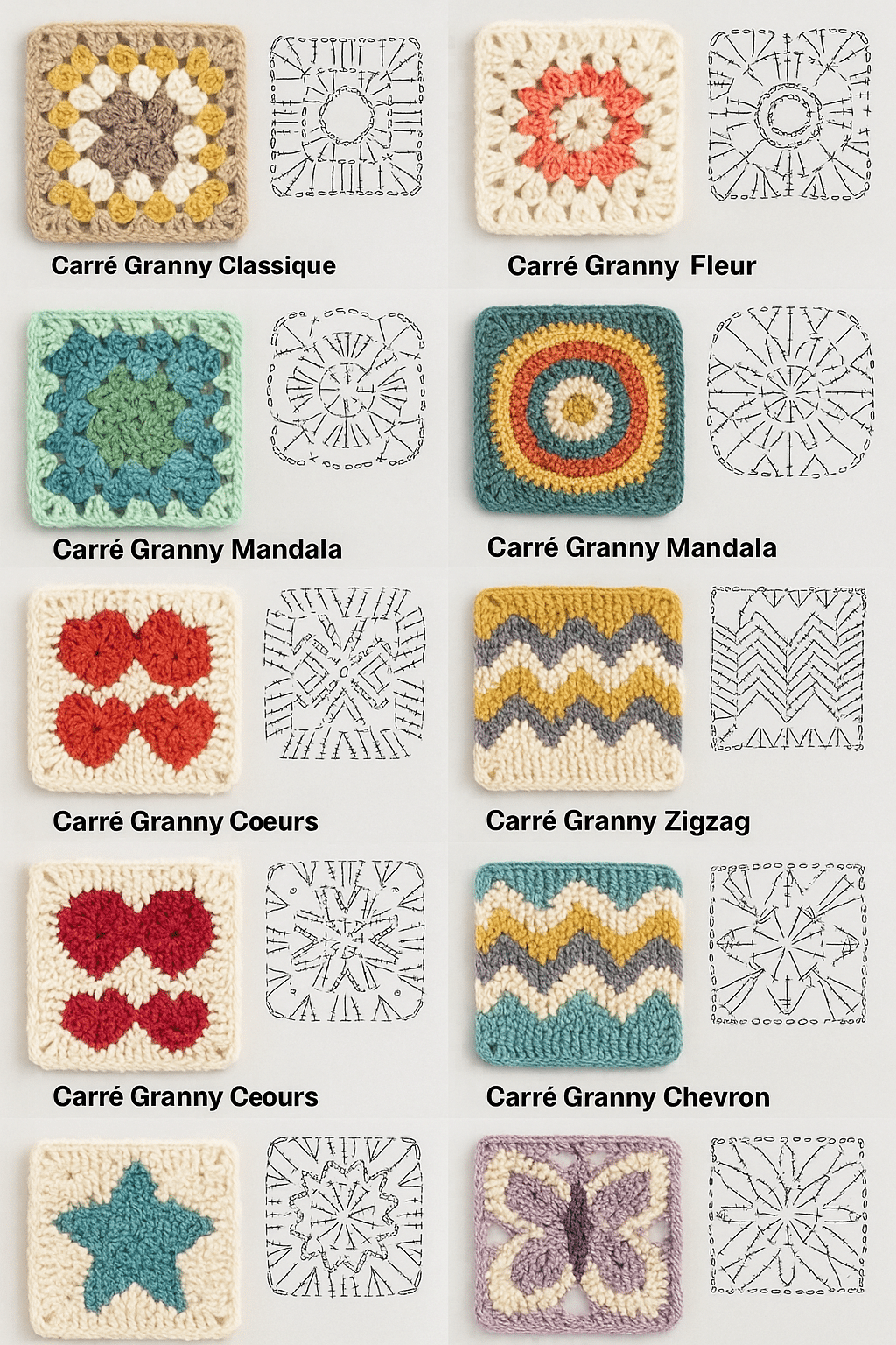 meilleurs carres granny au crochet avec graphiques