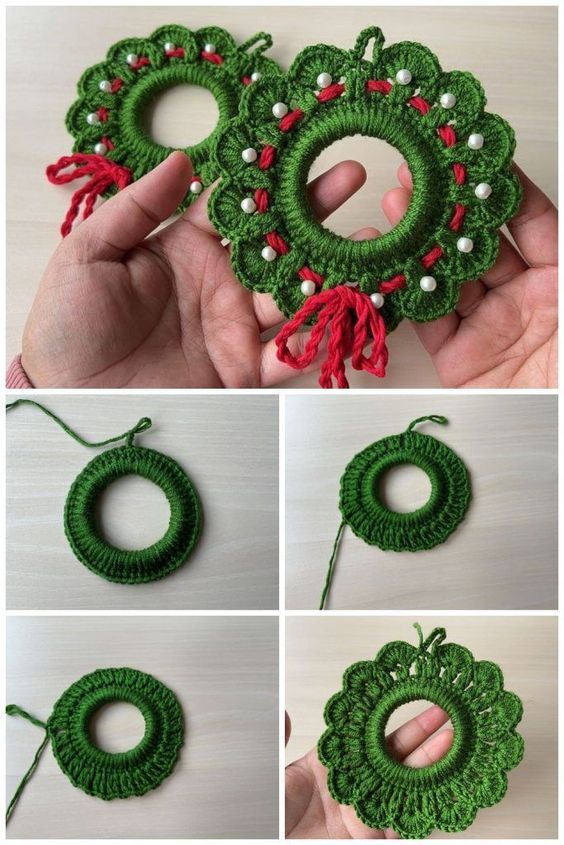 mini couronnes de noel au crochet 3