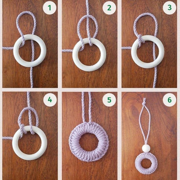 mini couronnes de noel en macrame