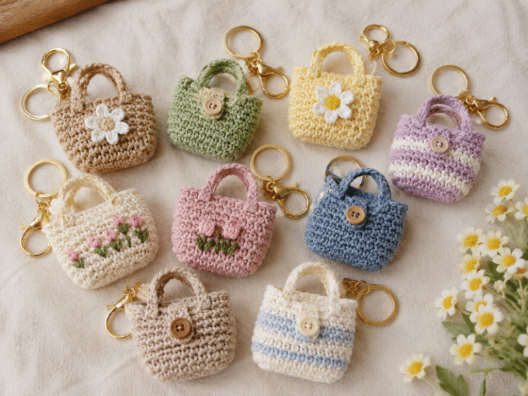 mini sacs au crochet pour fabriquer des porte cles uniques 3