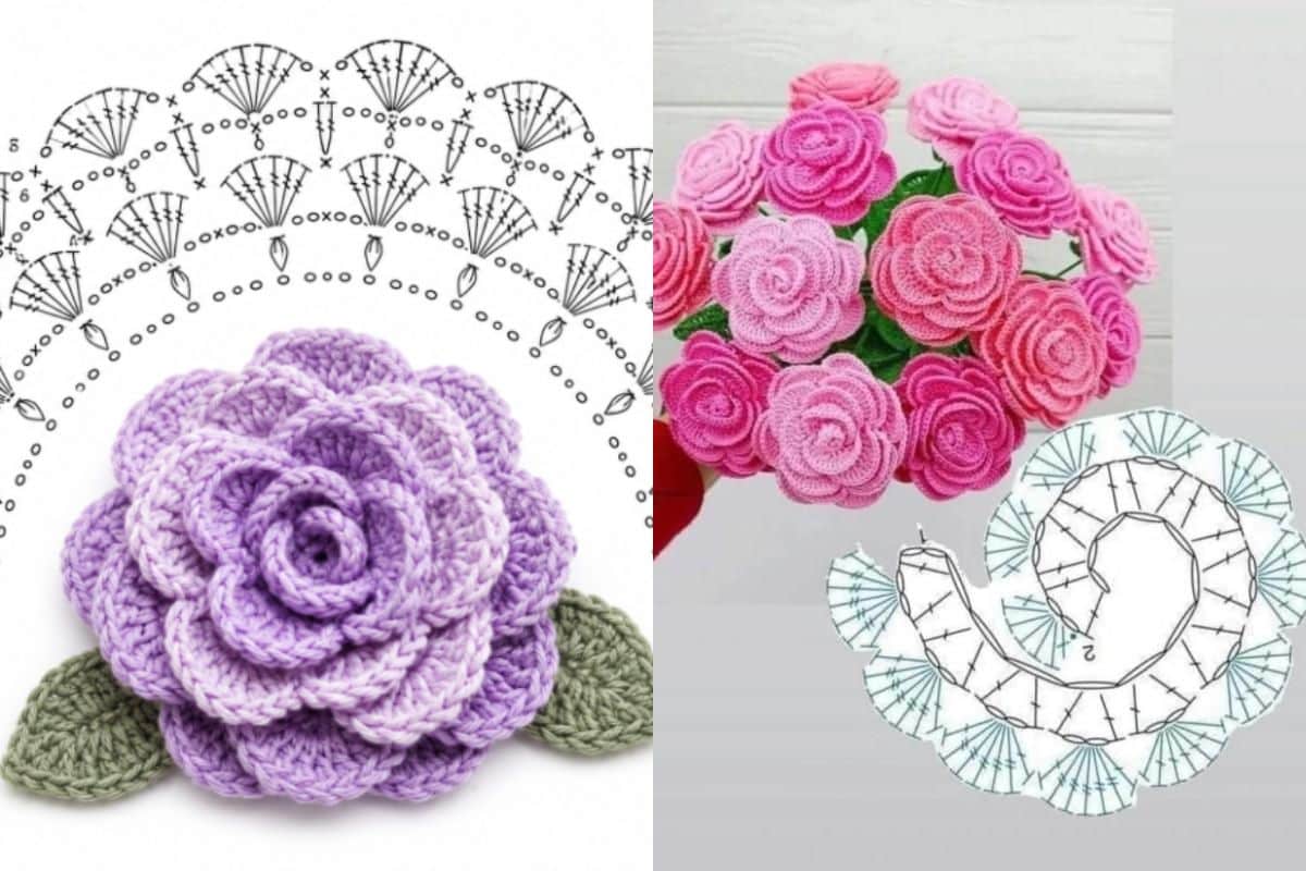 modele 3d de fleur de rose au crochet 1
