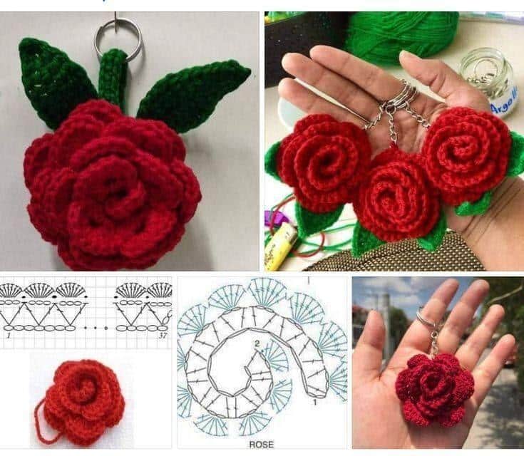 modele 3d de fleur de rose au crochet 4