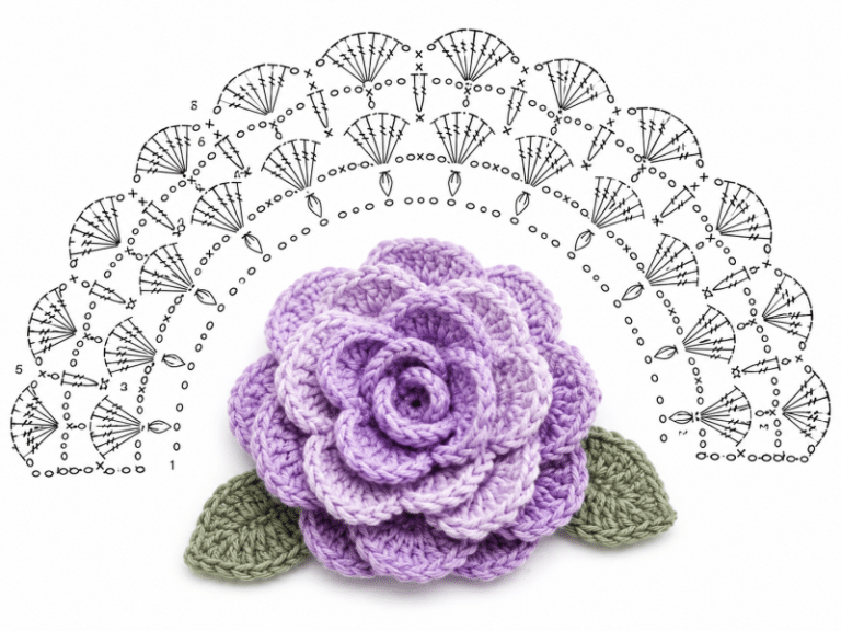 modele 3d de fleur de rose au crochet 6
