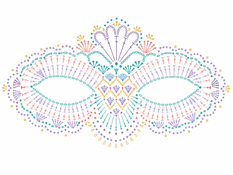 Masque de carnaval au crochet : le loup qui tient au visage modele au crochet masque de carnaval 4